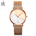 Shengke Women's Watches Fashion Leather Wrist Watch Vintage Ladies Watch Irregular Clock Mujer Bayan Kol Saati Montre Feminino